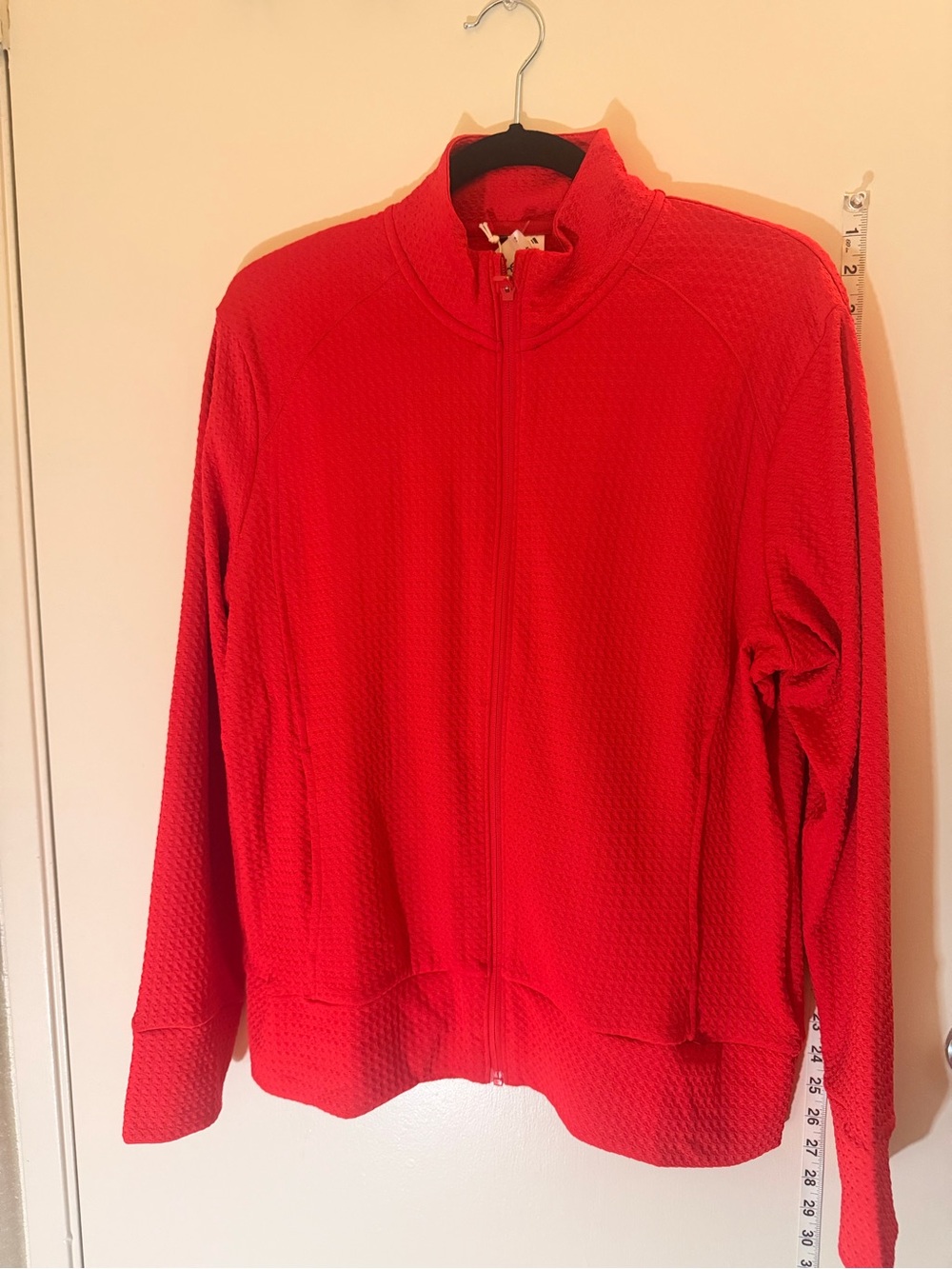 Adidas Red Textured Full-Zip Athletic Jacket NWT